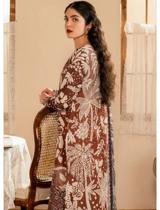 ASIFA & NABEEL LAWN 3 PC- DIGITAL PRINT LAWN SHIRT & DIGITAL PRINT VOILE DUPATTA & LAWN DYED TROUSER.(LC-1071)