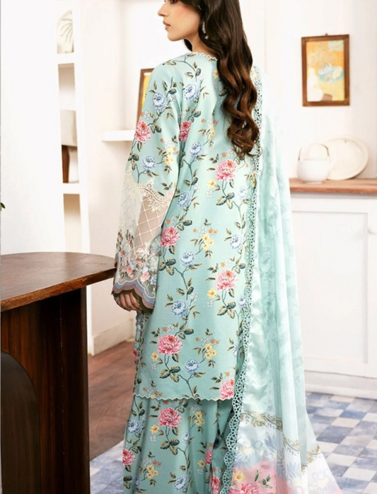 ASIFA & NABEEL LAWN 3 PC- DIGITAL PRINT LAWN SHIRT & DIGITAL PRINT VOILE DUPATTA & LAWN DYED TROUSER.(LC-1074)