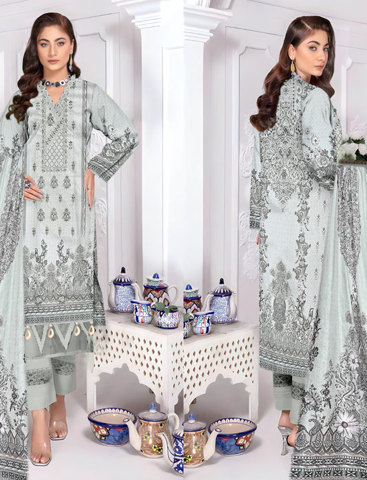 ABRISH-3 PC EMBROIDERED LAWN- LC-AB-1001