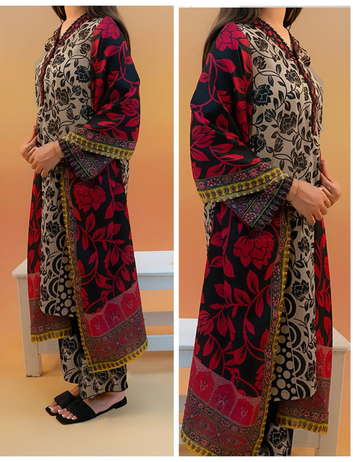 IZNIK LAWN 3 PC- DIGITAL PRINT LAWN SHIRT & DIGITAL PRINT VOIL DUPATTA & LAWN DYED TROUSER.(LC-1034)