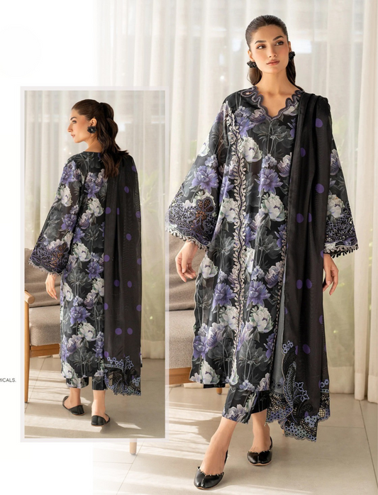 BAROQUE LAWN 3 PC- DIGITAL PRINT LAWN SHIRT & DIGITAL PRINT VOILE DUPATTA & LAWN DYED TROUSER.(LC-1051)