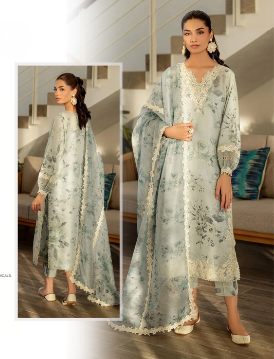 BAROQUE LAWN 3 PC- DIGITAL PRINT LAWN SHIRT & DIGITAL PRINT VOILE DUPATTA & LAWN DYED TROUSER.(LC-1053)