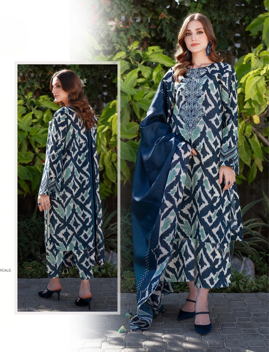 BAROQUE LAWN 3 PC- DIGITAL PRINT LAWN SHIRT & DIGITAL PRINT VOILE DUPATTA & LAWN DYED TROUSER.(LC-1055)