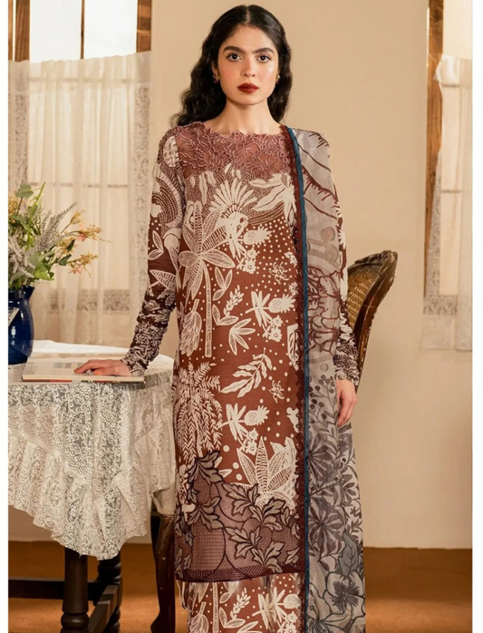 ASIFA & NABEEL LAWN 3 PC- DIGITAL PRINT LAWN SHIRT & DIGITAL PRINT VOILE DUPATTA & LAWN DYED TROUSER.(LC-1071)