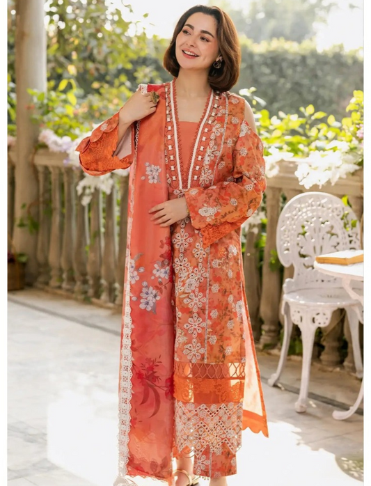 ASIFA & NABEEL LAWN 3 PC- DIGITAL PRINT LAWN SHIRT & DIGITAL PRINT VOILE DUPATTA & LAWN DYED TROUSER.(LC-1072)