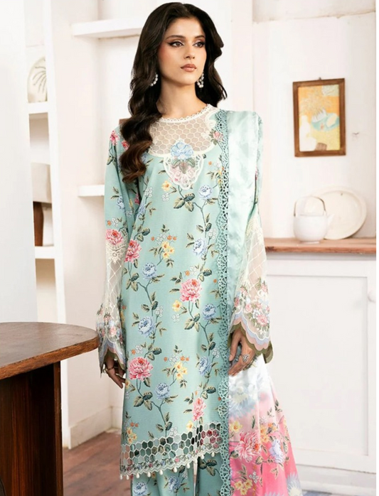 ASIFA & NABEEL LAWN 3 PC- DIGITAL PRINT LAWN SHIRT & DIGITAL PRINT VOILE DUPATTA & LAWN DYED TROUSER.(LC-1074)
