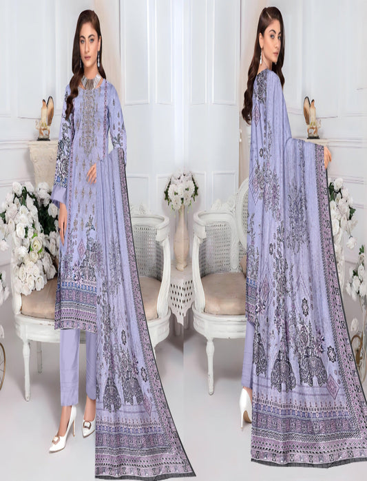 ABRISH-3 PC EMBROIDERED LAWN- LC-AB-1001