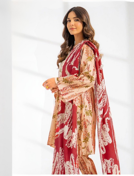 EGO LAWN 3 PC- DIGITAL PRINT LAWN SHIRT WITH SAME TROUSER & DIGITAL PRINT VOILE DUPATTA.(LC-1080)
