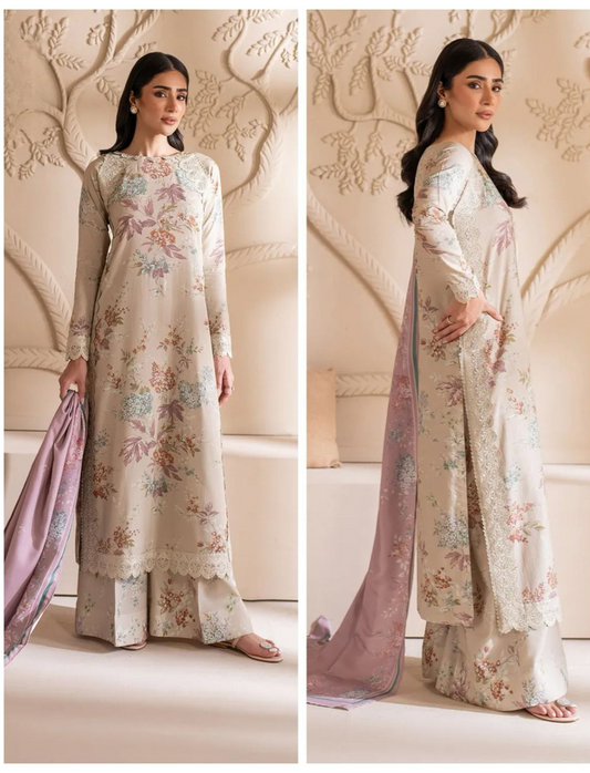 IZNIK LAWN 3 PC- DIGITAL PRINT LAWN SHIRT & DIGITAL PRINT VOIL DUPATTA & LAWN DYED TROUSER.(LC-1036)