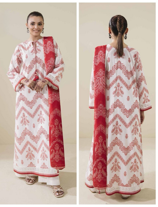 IZNIK LAWN 3 PC- DIGITAL PRINT LAWN SHIRT & DIGITAL PRINT VOIL DUPATTA & LAWN DYED TROUSER.(LC-1039)