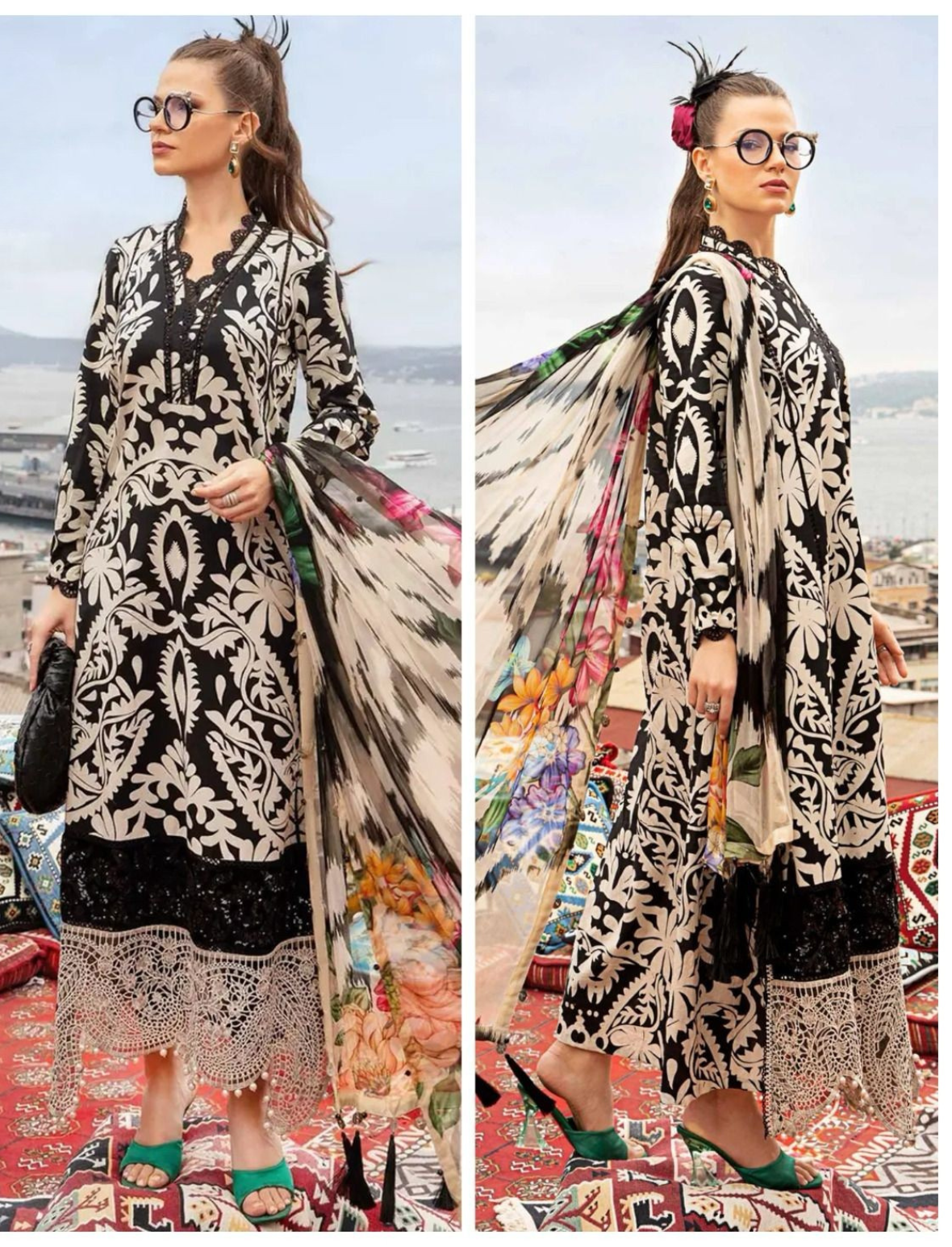 IZNIK LAWN 3 PC- DIGITAL PRINT LAWN SHIRT & DIGITAL PRINT VOIL DUPATTA & LAWN DYED TROUSER.(LC-1040)