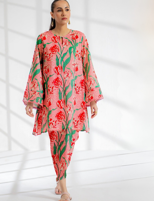 EGO LAWN 3 PC- DIGITAL PRINT LAWN SHIRT WITH SAME TROUSER & DIGITAL PRINT VOILE DUPATTA.(LC-1088)