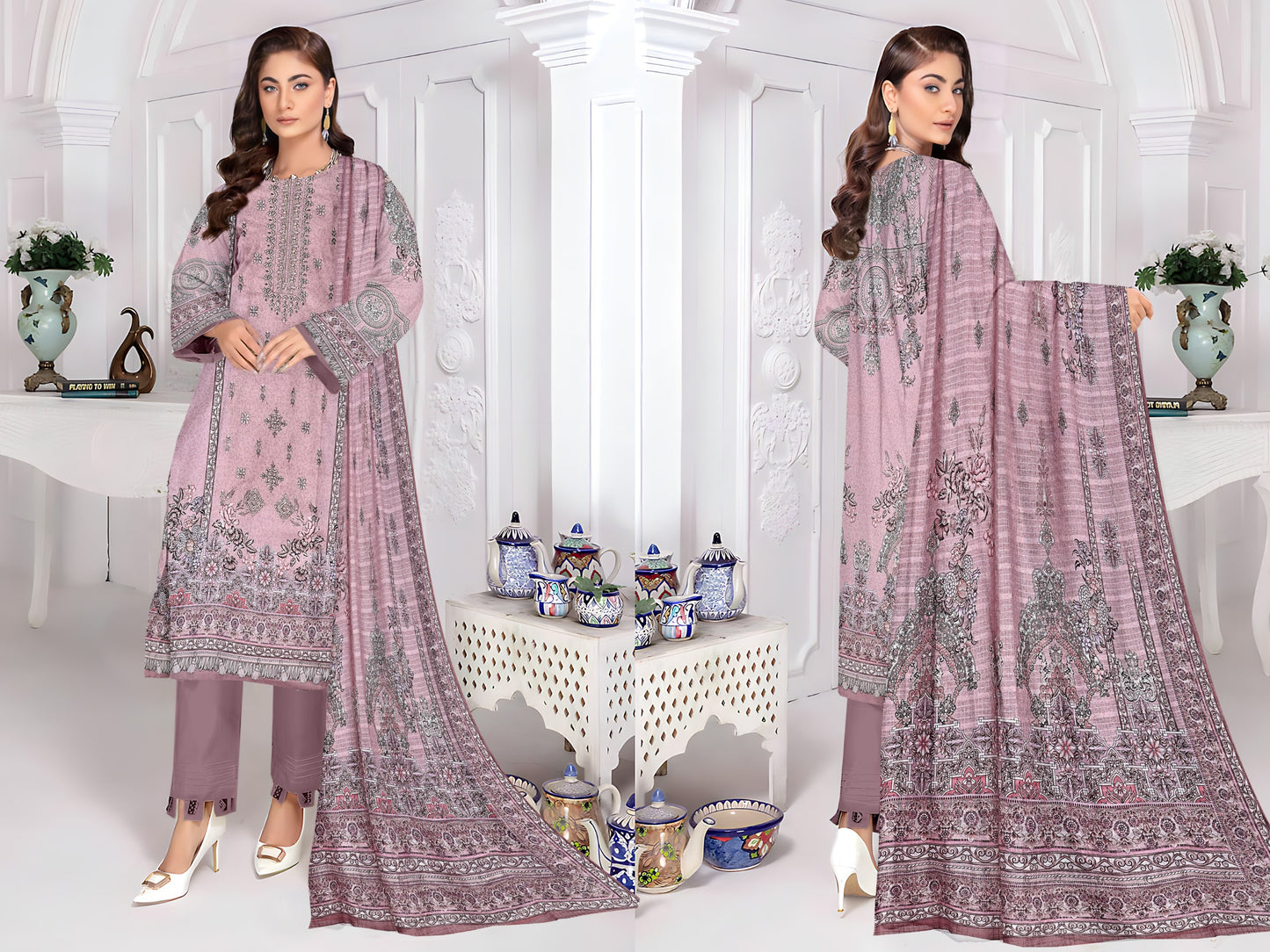 ABRISH-3 PC EMBROIDERED LAWN- LC-AB-1001