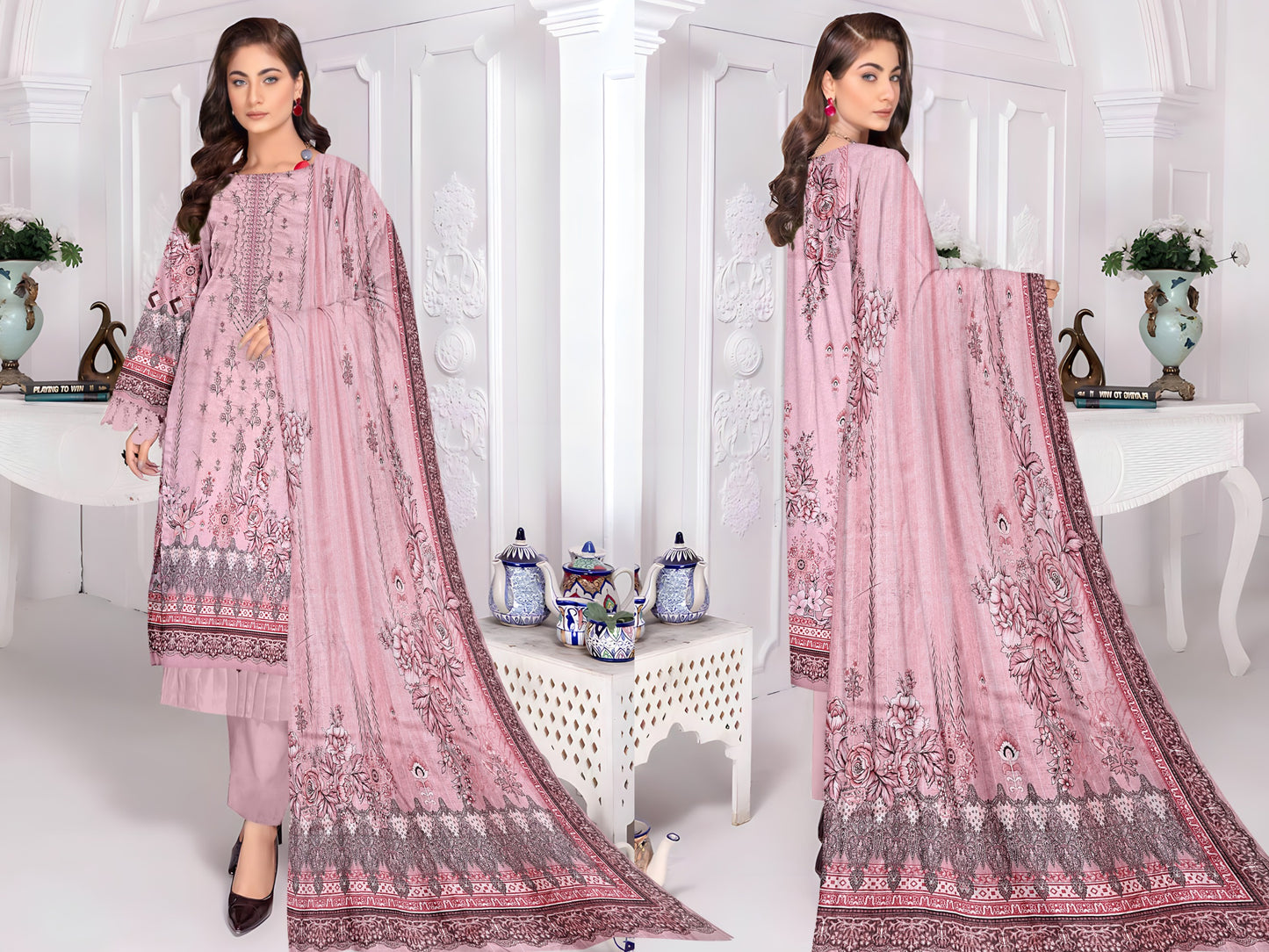 ABRISH-3 PC EMBROIDERED LAWN- LC-AB-1001