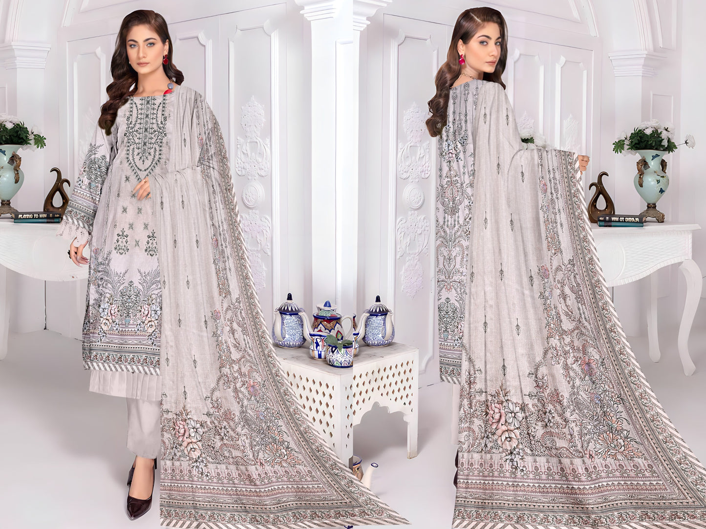 ABRISH-3 PC EMBROIDERED LAWN- LC-AB-1001