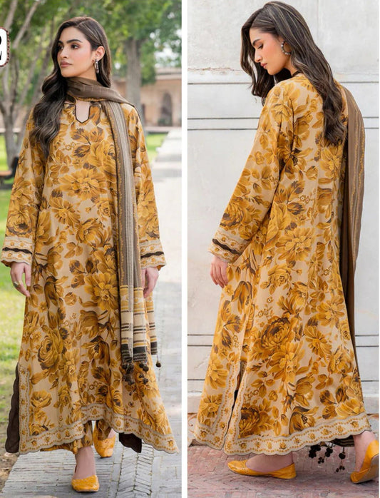 IZNIK LAWN 3 PC- DIGITAL PRINT LAWN SHIRT & DIGITAL PRINT VOIL DUPATTA & LAWN DYED TROUSER.(LC-1031)
